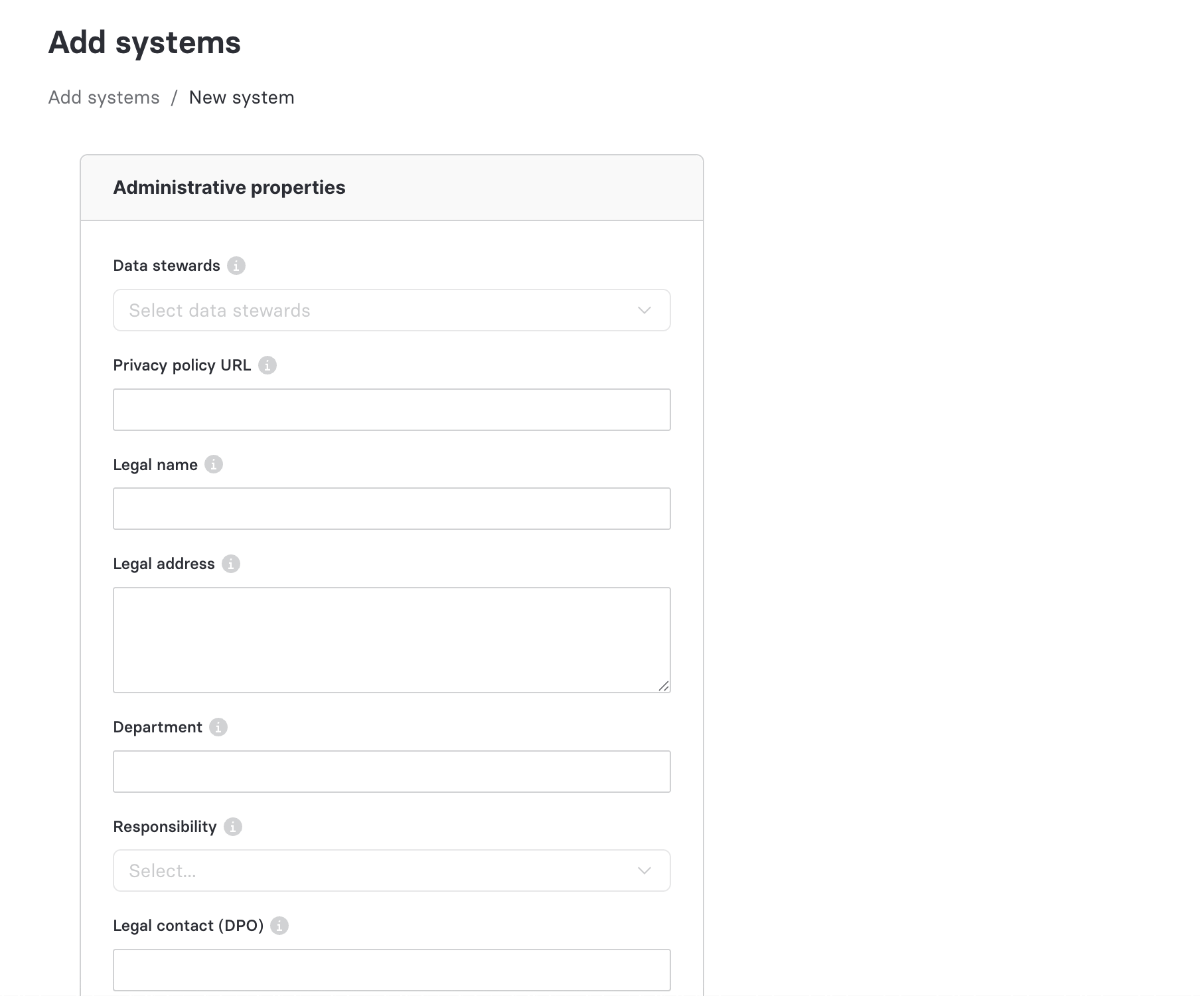 Add system administrative info